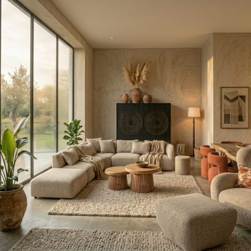 Fauteuil Nila bruin - beige Vanu, van Eleonora, sfeerimpressie