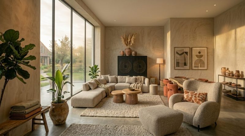 Fauteuil Nila bruin - beige Vanu, van Eleonora, sfeerimpressie