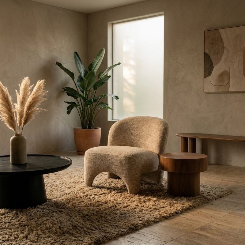 Fauteuil Owen in taupe stof Batea comfortabel design voor woonkamer