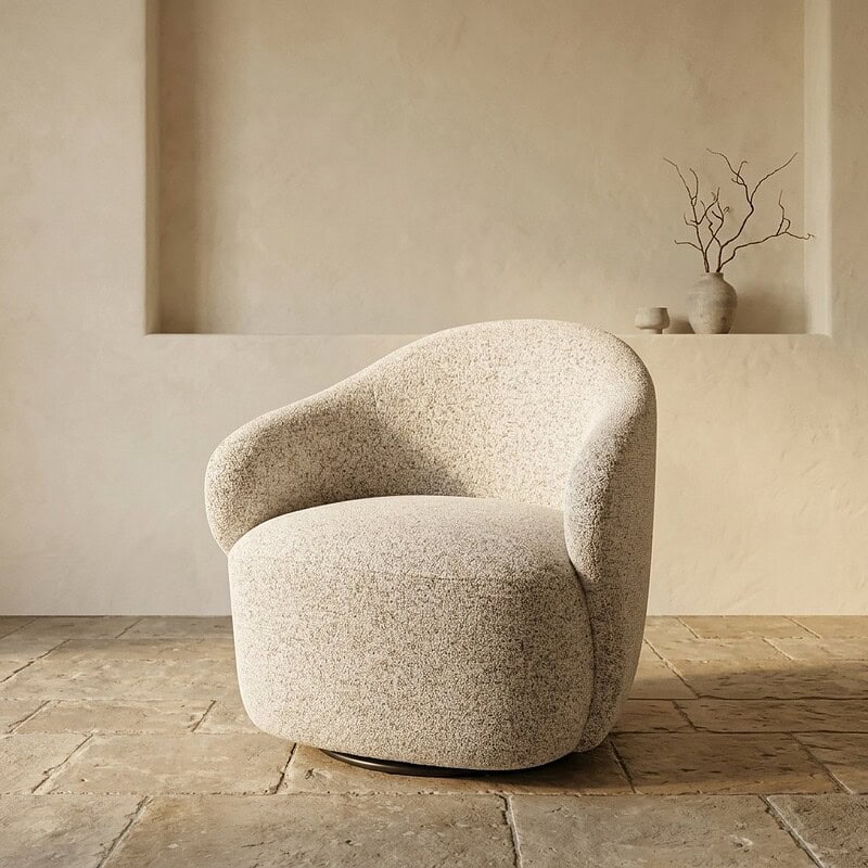 Jimi draaifauteuil 360 - Puente - Ecru 06 boucle in cream organic_modern sfeer Mokana