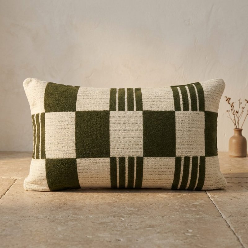 Kussen Twist 35x55 cm - groen, in wabi-sabi sfeer