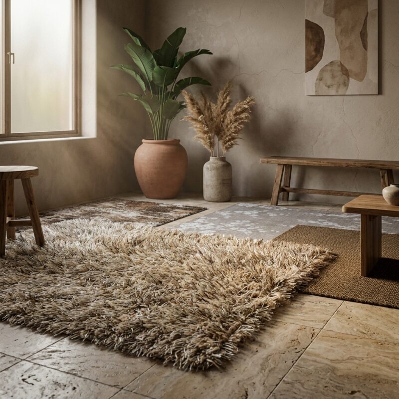 Love Shaggy beige hoogpolig karpet 160x230 cm van zacht polyester