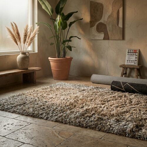 Love Shaggy Beige Rond, interieur sfeer