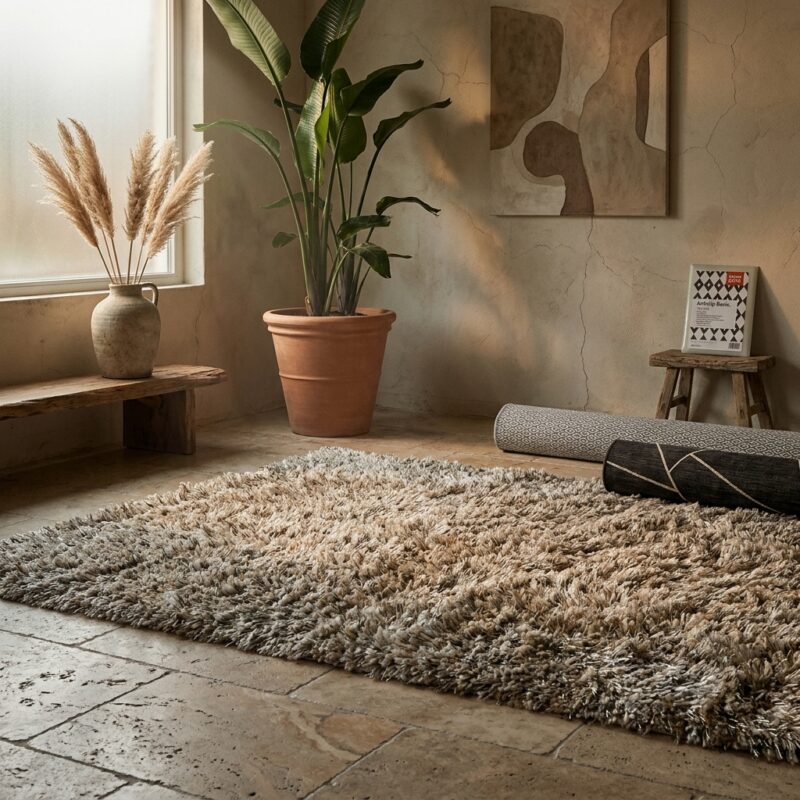 Love Shaggy Beige Rond, interieur sfeer