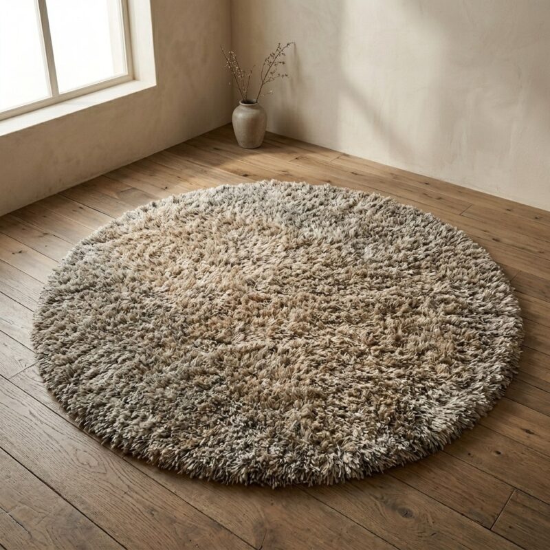 Love Shaggy Beige Rond, oude wabi-sabi (vorige Gemini)