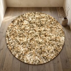 Vloerkleed Karpet Love Shaggy Beige Rond, wabi-sabi sfeer met juiste beige kleur