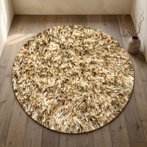 Vloerkleed Karpet Love Shaggy Beige Rond, wabi-sabi sfeer met juiste beige kleur