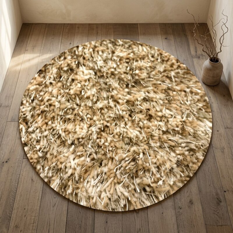 Vloerkleed Karpet Love Shaggy Beige Rond, wabi-sabi sfeer met juiste beige kleur