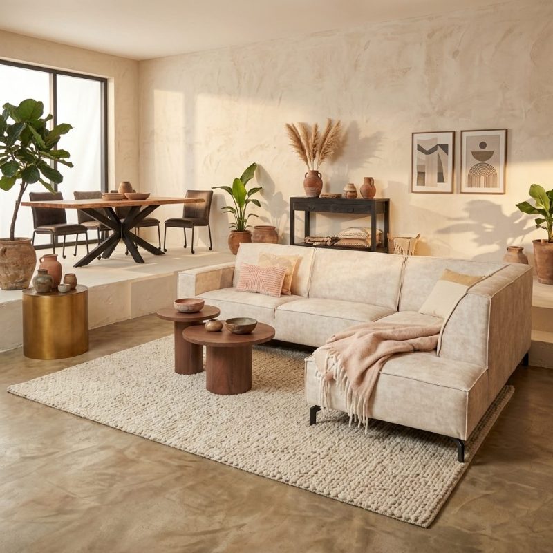 MySofa Floris| 2,5 zits + Divan Rechts | Velvet Beige, sfeerimpressie