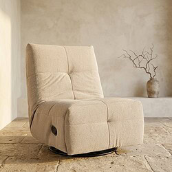 Comfortabele beige lounge stoel met draaibare basis, ideaal voor moderne woonkamers. Gemaakt van hoogwaardige materialen voor langdurig gebruik en optimaal zitcomfort.