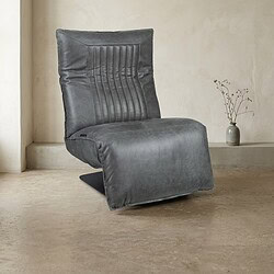 Zitstoel van Mokana meubelen met modern design en comfortabele grijze leren bekleding, perfect voor een stijlvolle en gezellige zithoek.