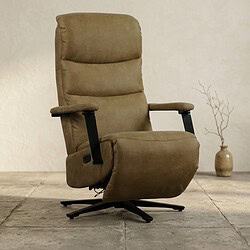 Comfortabele beige relaxfauteuil van Mokana Meubelen, perfect voor ontspanning en stijl in elke woonkamer.