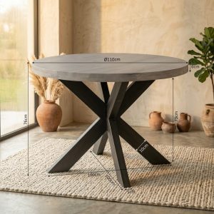 Ronde eettafel Dakota Naturel Mangohout 110 cm, sfeerimpressie