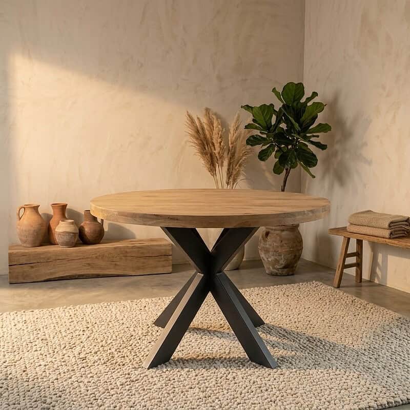Ronde eettafel Dakota Naturel Mangohout 130 cm, hoofdfoto