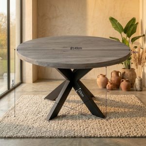 Ronde eettafel Dakota Naturel Mangohout 140 cm, sfeerimpressie