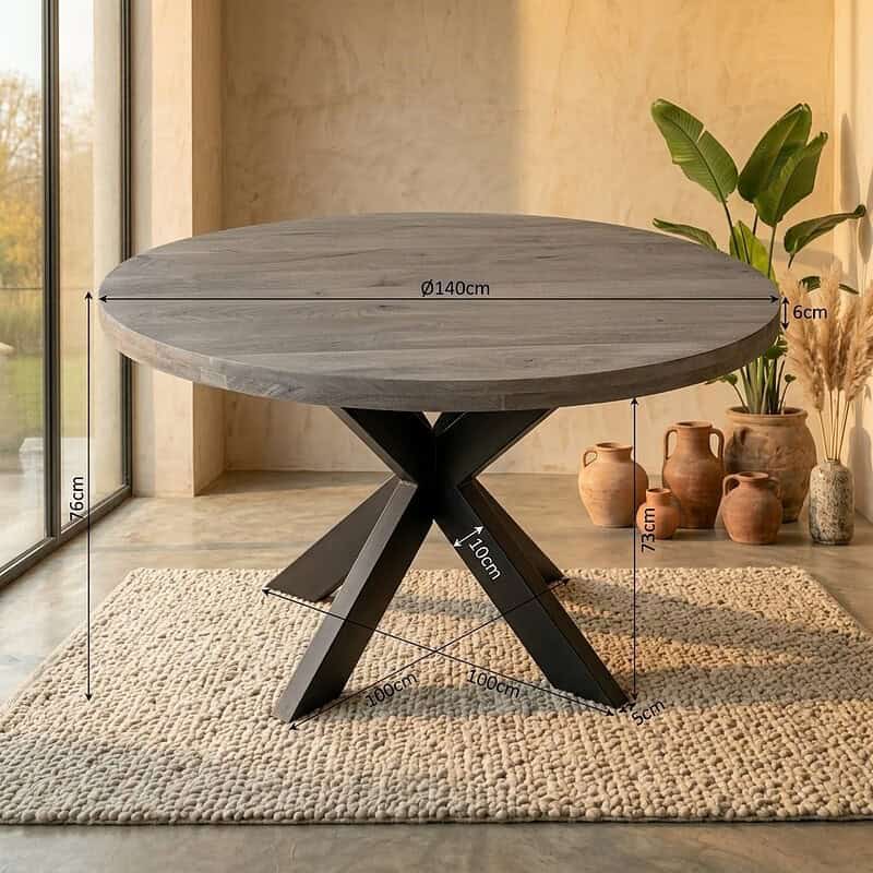 Ronde eettafel Dakota Naturel Mangohout 140 cm, hoofdfoto