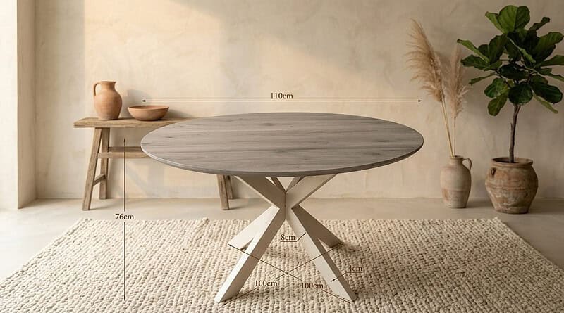 Ronde eettafel Ferris Naturel Poot Zand Eikenhout 110 cm, hoofdfoto