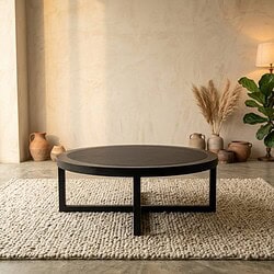 Ronde eettafel Ferris Zwart Eikenhout 150 cm, hoofdfoto