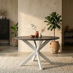 Ronde eettafel Madison Bruin Poot Zand Mangohout 110 cm, hoofdfoto