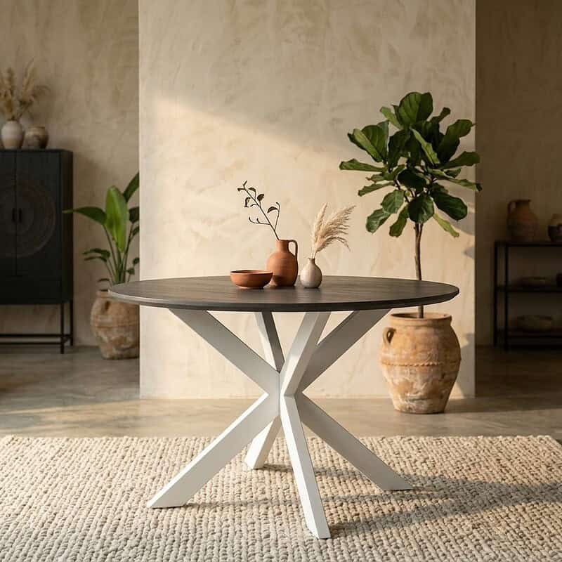 Ronde eettafel Madison Bruin Poot Zand Mangohout 110 cm, hoofdfoto