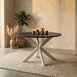 Ronde eettafel Madison Bruin Poot Zand Mangohout 130 cm, hoofdfoto