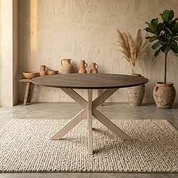 Ronde eettafel Madison Bruin Poot Zand Mangohout 150 cm, hoofdfoto