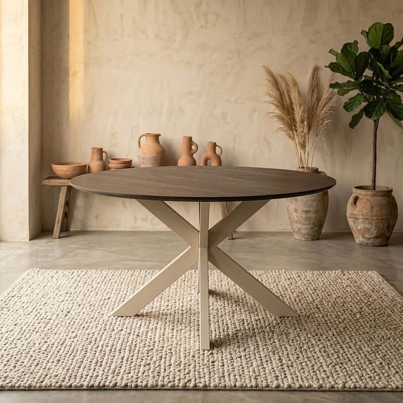 Ronde eettafel Madison Bruin Poot Zand Mangohout 150 cm, hoofdfoto