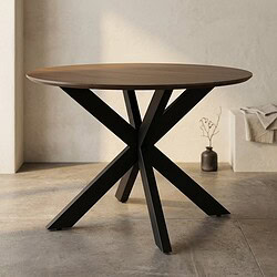 Moderne eettafel met houten blad en zwart metalen onderstel, perfect voor een eigentijdse eetkamer of woonkamer. Duurzaam en stijlvol design voor elke interieurstijl.