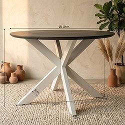 Ronde eettafel Madison Bruin Poot Zwart Mangohout 110 cm, hoofdfoto