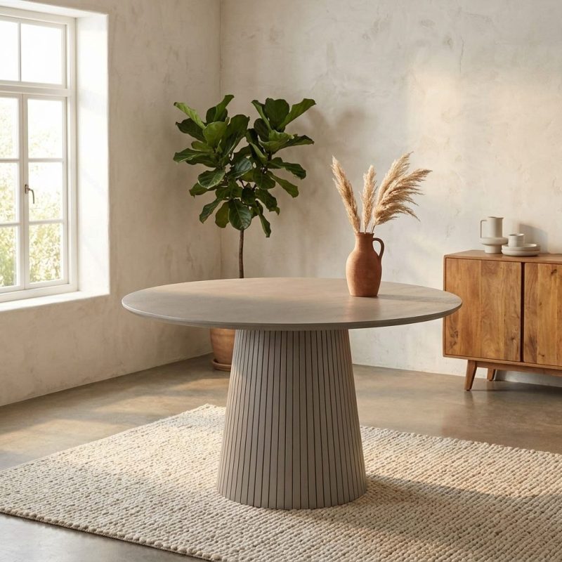 Ronde eettafel Solana Taupe Mangohout 130 cm, hoofdfoto