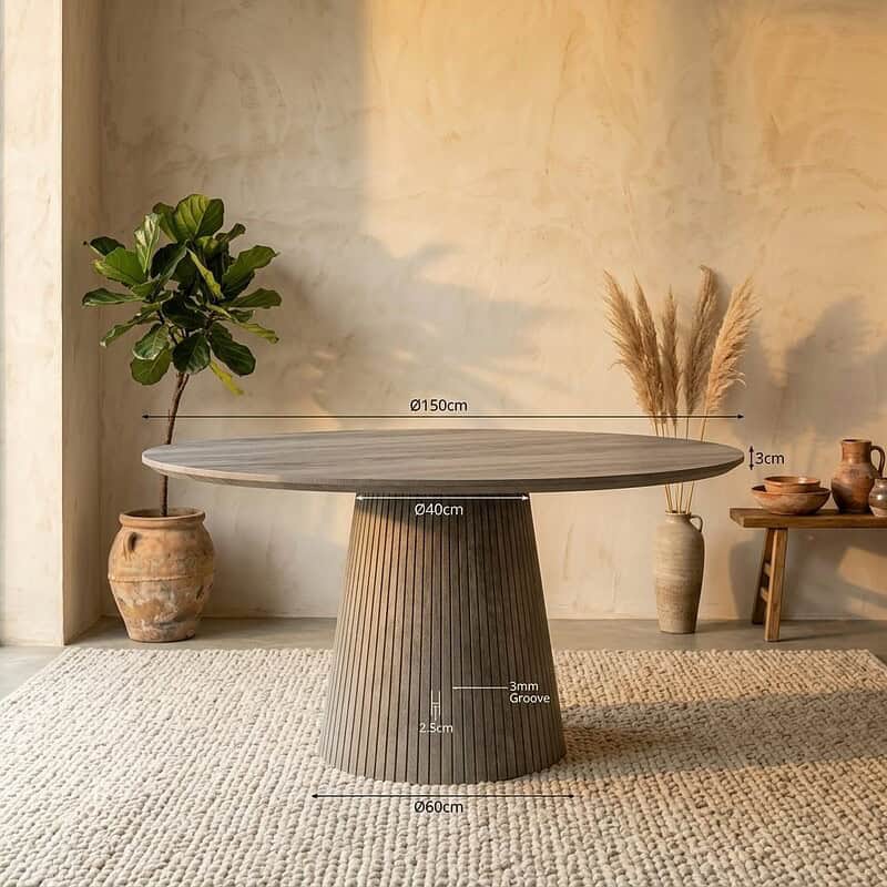 Ronde eettafel Solana Taupe Mangohout 150 cm, hoofdfoto