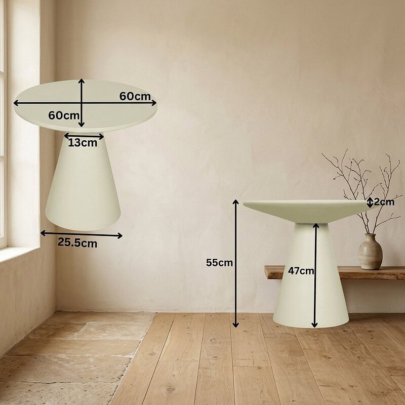Eettafel en bijzettafel set in modern interieur Moderne eettafel en bijzettafel set van Mokana meubelen, minimalistisch design, wit afwerking, geschikt voor woonkamer of eetkamer, afmetingen zichtbaar.