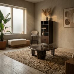 Salontafel Devin large in gepolijst Emperador marmer met elegante uitstraling