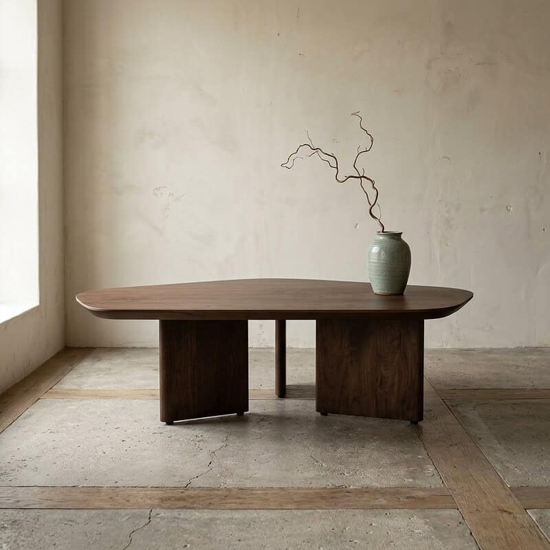 Elegante massief houten eettafel met natuurlijk afwerking, perfect voor moderne en landelijke interieurs. Robuust en stijlvol meubelstuk voor gezellige eetmomenten.