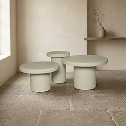 Drie witte, ronde salontafels in een minimalistisch design, perfect voor een modern woonkamer. Gemaakt van hoogwaardig materiaal, ideaal voor stijlvolle woonruimtes.