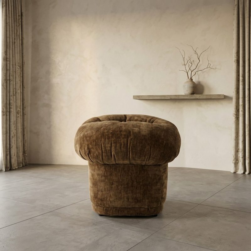 Hocker Nook – Senfgelb, im Wabi-Sabi-Stil
