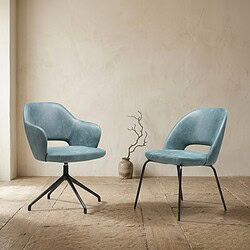 Moderne blauwe zitstoelen met elegante vormgeving en metalen poten, perfect voor een stijlvolle woonkamer inrichting.