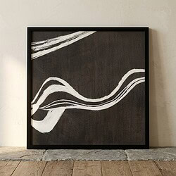 Moderne abstracte kunst op canvas met zwarte en witte golvende lijnen, perfect voor moderne interieurdecoratie en kunstliefhebbers.