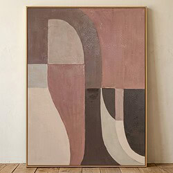 Abstract kunstwerk met geometrische vormen en zachte pastelkleuren, geschikt voor modern interieur.