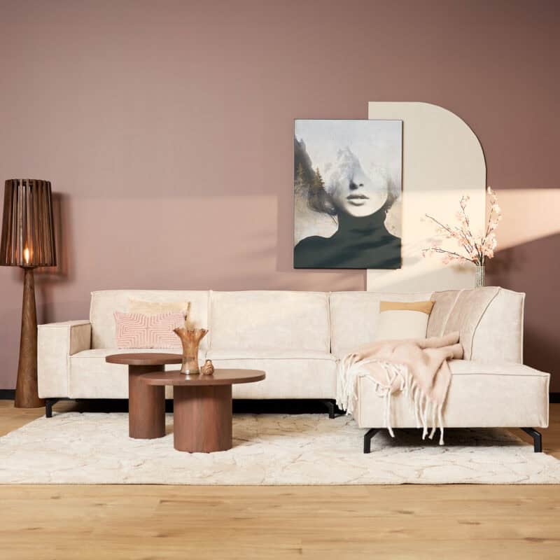 Mokana Meubelen Fluweel Beige Bank